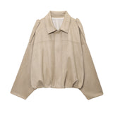 Fongt Spring And Autumn Pilot Jacket Bat Sleeve Zipper Loose Tuff-Sense Coat Women's Casual Jacket B6
