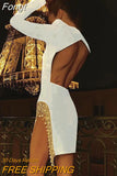 Diamond Tassel Sexy Backless Long Sleeve Tight Mini Bandage Dress 2023 New Fashion And Elegant Celebrity Party