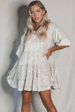 Fashion Ball Collar Short Sleeves Cute Dress Women's