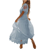 Fongt Women's Wish V-Neck Short-Sleeved Lace Dress For Summer 2025
