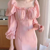 Fongt Chic Summer New Show Thin Temperament French Grandiflorum Tea Break Dress With Slit Dress-Outfit