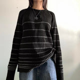 Striped Ribbed Pullover Knit Sweater-Outfit