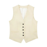 Fongt 2023 New Women's Linen Blend, Vest, Vest And Shorts Set-Outfit