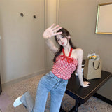 Fongt Girls Wearing Bows Hanging Neck Vest Women Summer New Wear Sexy Pure Lust Wind Sleeveless Top