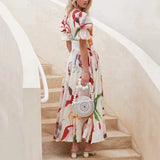 Polyester Spring Summer Long Maxi Dress Ladies African Elegant Dashiki Print African Dresses For Women Robe Africa