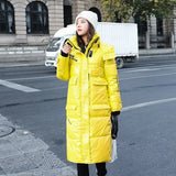 Women Winter Coat 2022 New Winter Hooded Jacket Black Long Down Cotton Jacket Loose Warm Glossy Women's Parka Snow Coat