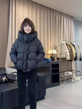The Temperament Texture Hooded White Duck Down Down Jacket Short Jacket Female Winter Casual Fashion Puff Bread Clothing Add Thick And Versatile-Outfit