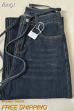 High Waist Jeans Female Harajuku Y2K Streetwear Straight Trousers Women Chic Lace Up Wide Leg Denim Pants 2023