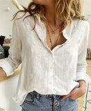White Shirts Women New Solid Cotton Linen Button Blouses Tops Casual Loose Long Sleeve Lapel Female Shirts Tunic