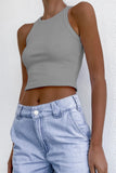 Fongt Women's Wish New Summer Pure Color Sleeveless Slim Short Small Vest