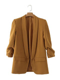 New Pleated Sleeve Sag Urban Leisure Candy Color Women's Suit Coat-Outfit