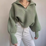 Fongt 2025 Explosion Lazy Loose Lantern Sleeves Lead Lady Short Sweater