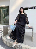 Fongt Lace Dress New French Retro Heavy Industry Hollow Hook Loose Thin Temperament Dress Dress