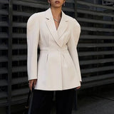 Black Spring Blazer For Women Notched Collar Long Sleeve Slim Solid Minimalist Fashion Blazers Female Clothing