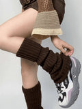 Warm Solid Color Ribbed Knit Leg Warmer-Outfit