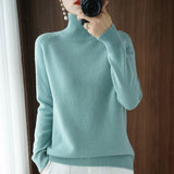 Turtleneck Women's Knitted Sweater Solid Loose Long Sleeve Autumn Sweaters Female Pullover Autumn Winter Warm Lady