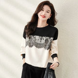 Fongt Splicing Hoodie Female Loose Round Collar Set Model 2023 Spring And Fall New Top Coat-Outfit