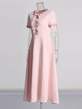 French Famous Style Dress 2025 Summer New Heavy Industry Nail Bead Bow High Waist High-Rise High-Sense Dress Dress