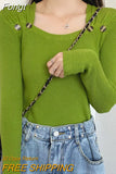 Casual Long Sleeve Top Autumn Winter Knitted Sweater Women Pullover Sweaters Korean Clothes White Slim Button Pull