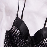 New Women's Black Mesh Perspective Sling Dress Sexy Waist