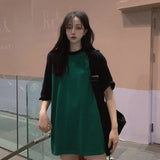 Fongt Short-Sleeved T-Shirt Women Loose Korean Version 2024 New Summer Solid Color Students Versatile Fashion Student Jacket