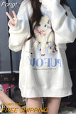 Kawaii Anime Hoodies Women Harajuku Hip Hop Oversized Sweatshirts Cute Cartoon Loose Casual O-neck Tops Korean