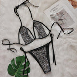 Fongt 2024 New Bikini Sexy Split Sequin Swimsuit With Hollow Out Beach