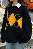 Vintage Argyle Pullover Sweater-Outfit