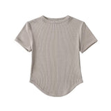 Trendy Women's Basic Short-Sleeved T-Shirt Summer Spicy Girls Small Round Collar Short Style Thin Tight Blouse-Outfit