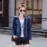 Denim Jacket Women 2023 Spring Autumn Blazer Zipper Slim Casual Tops Lady Outerwear Blue Jeans Coat Windbreaker Female