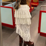 Fongt Design Feeling Girl Gentle Wind Short Skirt Summer New Style Lace Splicing Flower Adornment-Outfit
