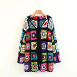 Hand Made Crochet Hooded Long Sweater Coat Women Cardigan Vintage Long Sleeve Female Outerwear Chic
