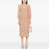 Fongt Spring And Summer New Star Fashion Nails Studded Long Sleeves Of Water-Soluble Lace Dress