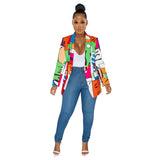 Fashion Avant-Garde Women's Big Lapel V Neck Long Sleeve Suit Single Woman-Outfit