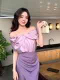 Fongt Xixi 2025 Summer New French Temperament Flower Design Chiffon Collar Short-Sleeved Blouse 89377