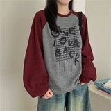 Vintage Raglan Long Sleeve Patchwork Sweatshirt-Outfit