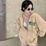 Vintage Oversized Zip Up Hoodies Casual Hooded
