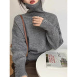 Fongt Version Of Chic Buckled Soft Glutinous Turtleneck Sweater In Early Spring To Keep Warm Autumn And Winter Bottom Repair Knitted