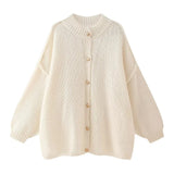 Fongt Women's INS Explosion Metal Buckle Cardigan Sweater