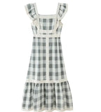 Fongt Women's Clothing Explosion Square Collared Color Splicing Dress Fashion Thin Effect