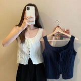 Fongt Fashion Fashion Short Strap Design Knitted Sling Vest New Niche Sleeveless
