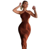 Fongt / Summer 2023 New Women's Sexy Back Strap Hanging Neck Bag Hip Slim Temperament Dress