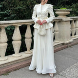 Fongt Temperament Famous 2025 Autumn New Fashion Elegant Retro Splicing Butterfly Wrinkle Skirt Dress Suit Woman