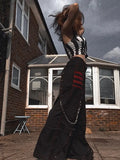 Dark Y2k Punk Wide Leg Grunge Black Pants Mall Gothic Harajuku Baggy High Waist Trousers Strap Patchwork Techwear