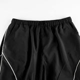 Piping Detail Size Friendly Parachute Cargo Pants-Outfit
