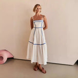 Fongt Years Fresh And Sweet Word Skirt Long Small Sling Dress-88196-Outfit
