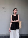 Fongt Xixi 2025 Summer New Temperament With The Silk Pure Color Thin Sleeveless Vest Shirt Lady 89358