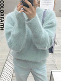 New 2022 Knitted Mink Cashmere Oversized Warm Elegant Fashionable Autunm Winter Women Sweater Pullovers Tops