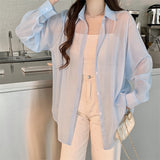 Fongt Silk Cardigan Small Loose Thin Long Sleeve Sunscreen Shirt Women's Summer Design Sense Back Open Fork Shirt