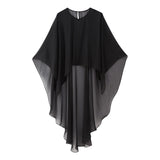 New Pure Color Tulle Asymmetrical Cloak Coat 8741204-Outfit